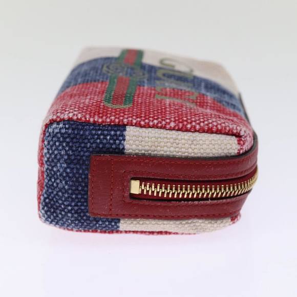 GUCCI Sherry Line Pouch Canvas Red Navy Auth 77003 - Picture 4 of 16